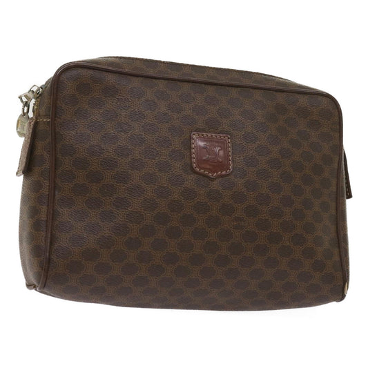 Luxury CELINE Macadam Canvas Clutch Bag PVC Brown 65270