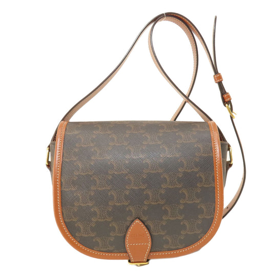 CELINE Shoulder Bag PVC Brown Macadam Pattern Women