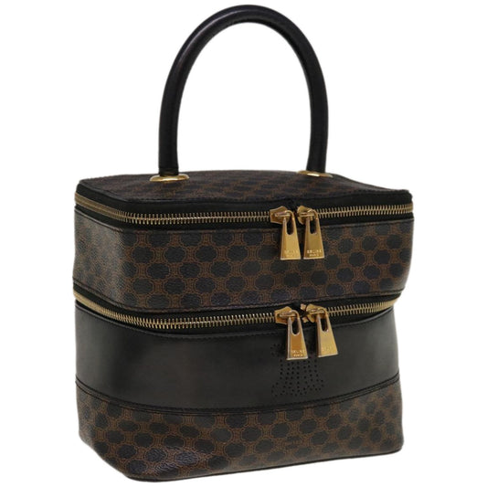 Luxury CELINE Macadam Canvas Vany Cosmetic Pouch PVC Leather Black 65328A