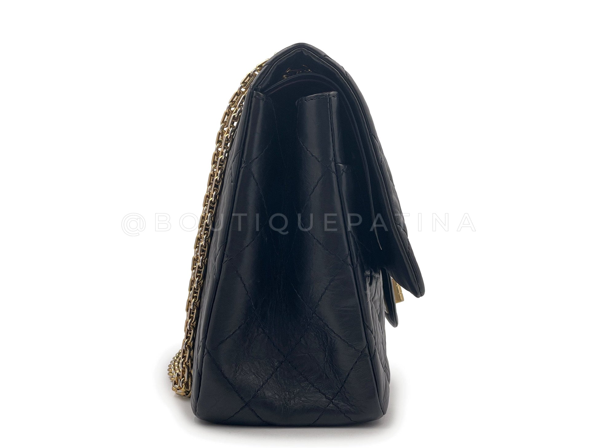 Chanel Black Aged Calfskin Reissue Large 227 2.55 Flap Bag GHW