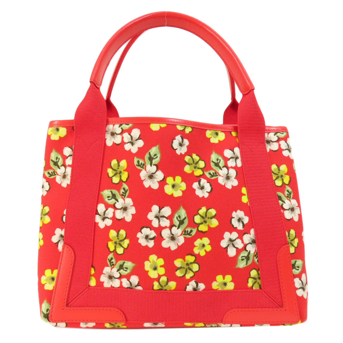 BALENCIAGA Handbag 329933 canvas Red Navy Cabas Flower Motif Women