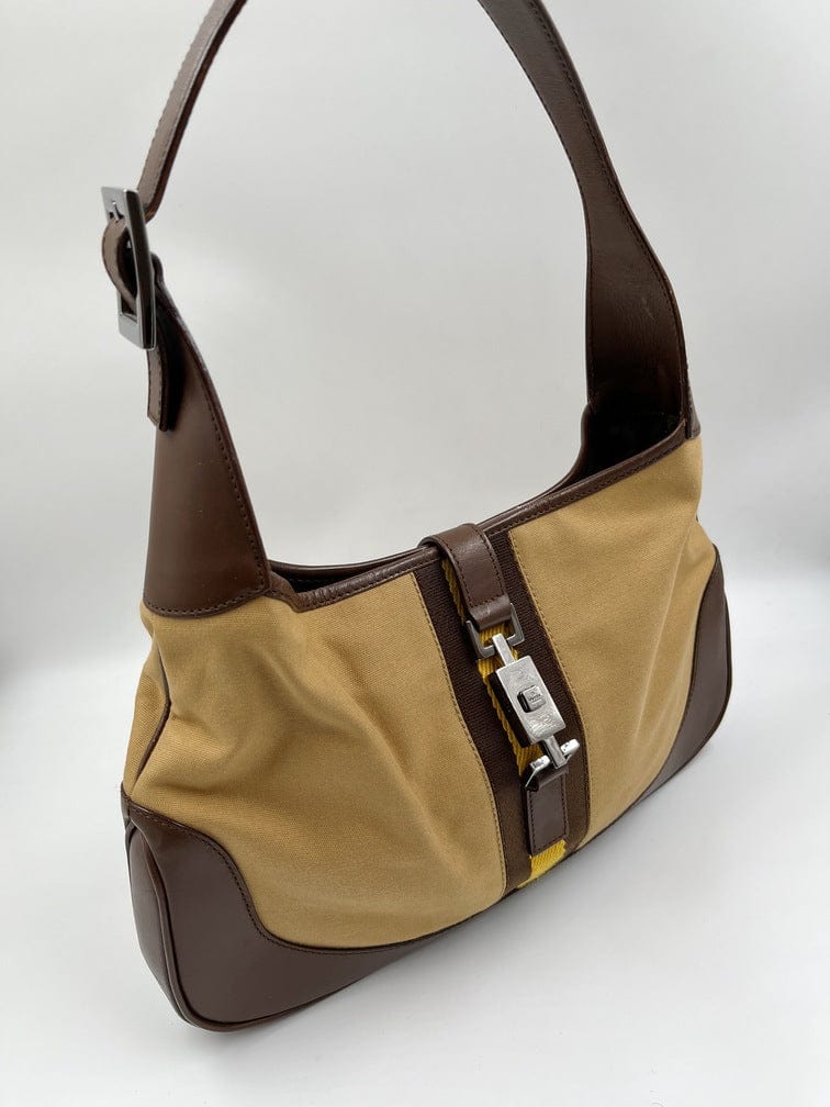 Gucci Jackie Leather Canvas Shoulder Bag Style 27