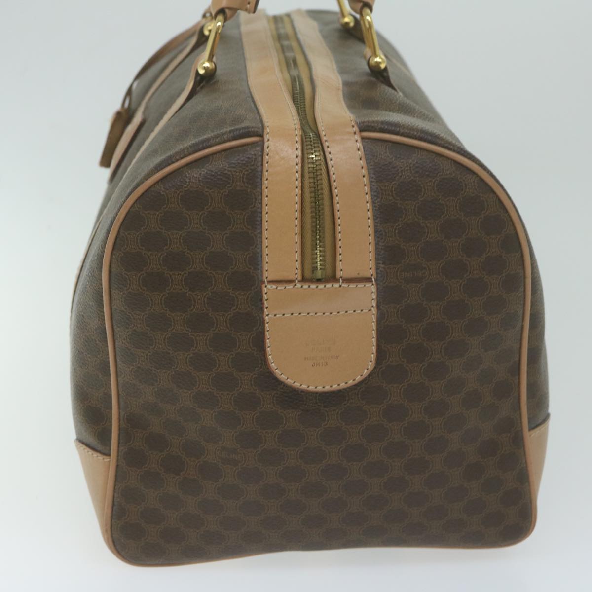 Luxury CELINE Macadam Canvas Boston Bag PVC Brown 65445