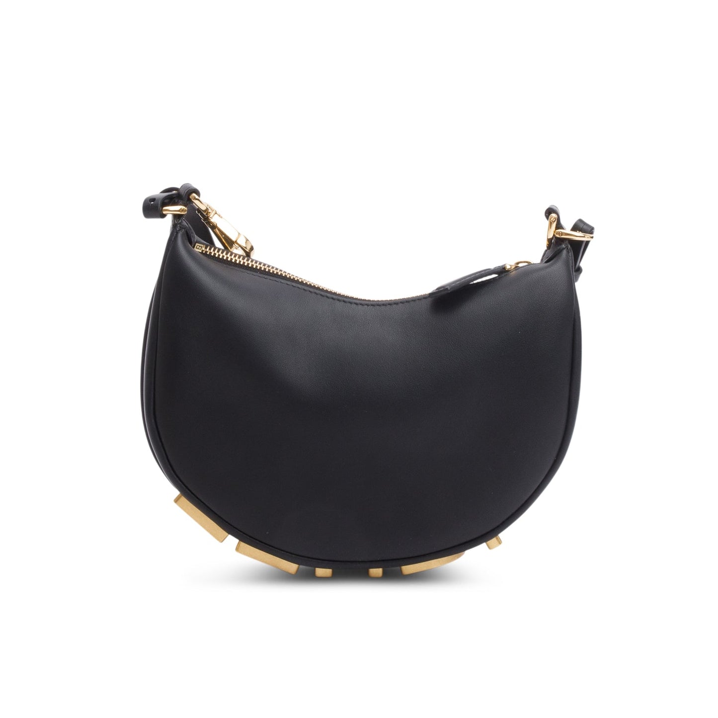Fendi 2024 Black Vitello Grace Leather Mini Fendigraphy Hobo Bag