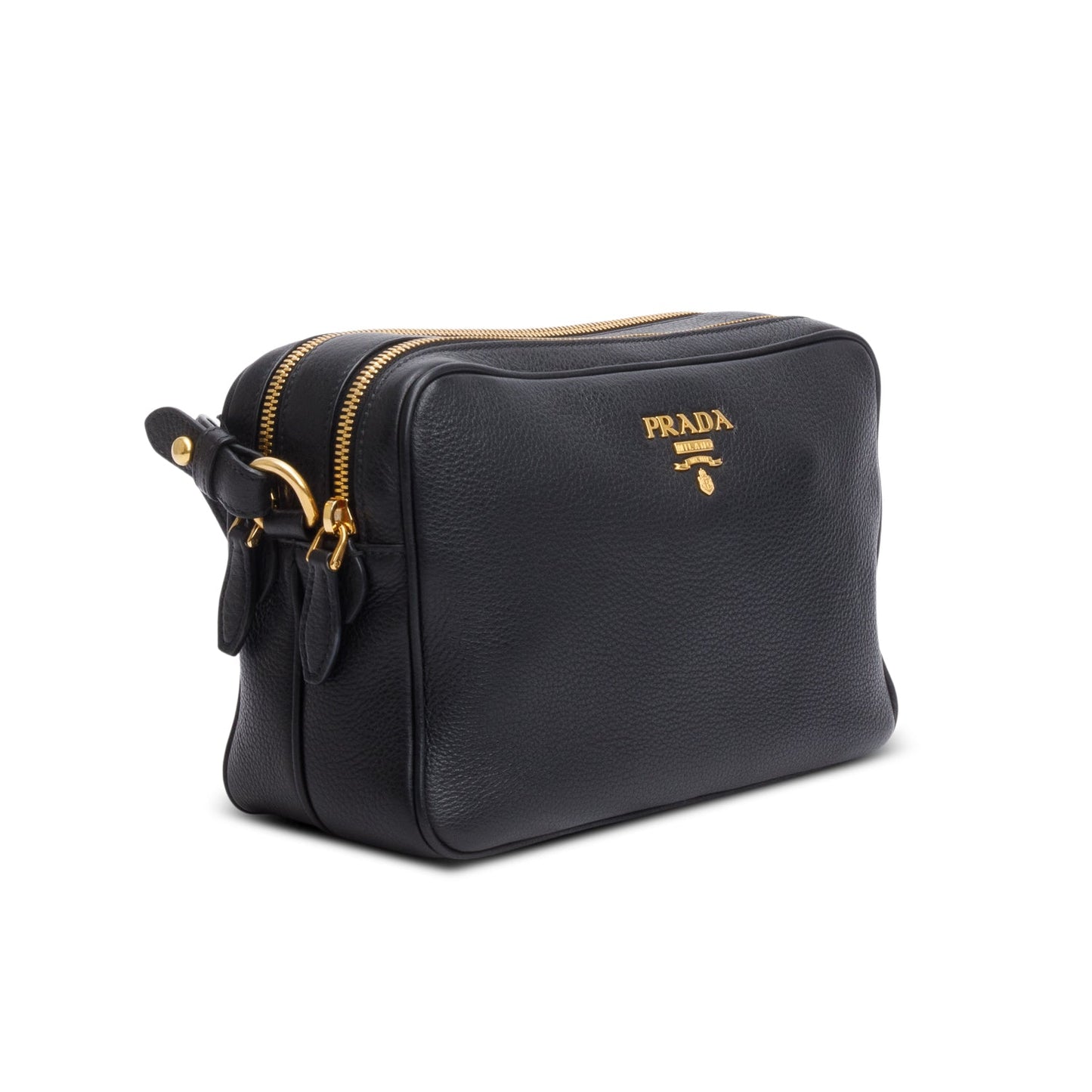 Prada Black Vitello Phenix Leather Camera Bag