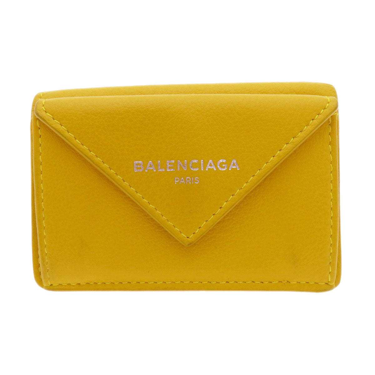 BALENCIAGA Bifold Wallet 391446 Calfskin yellow Compact Wallet Paper Women