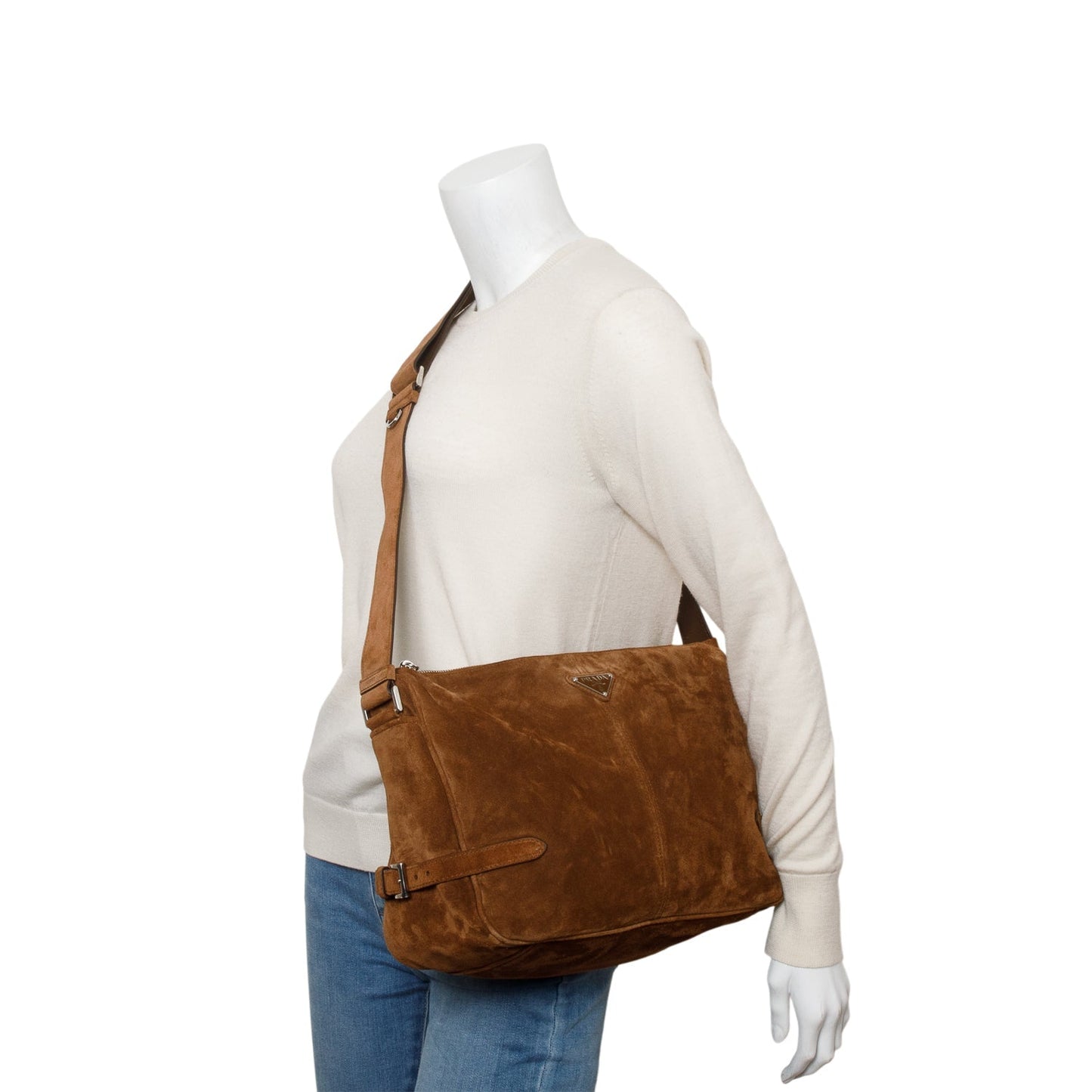 Prada Brown Suede Messenger Bag
