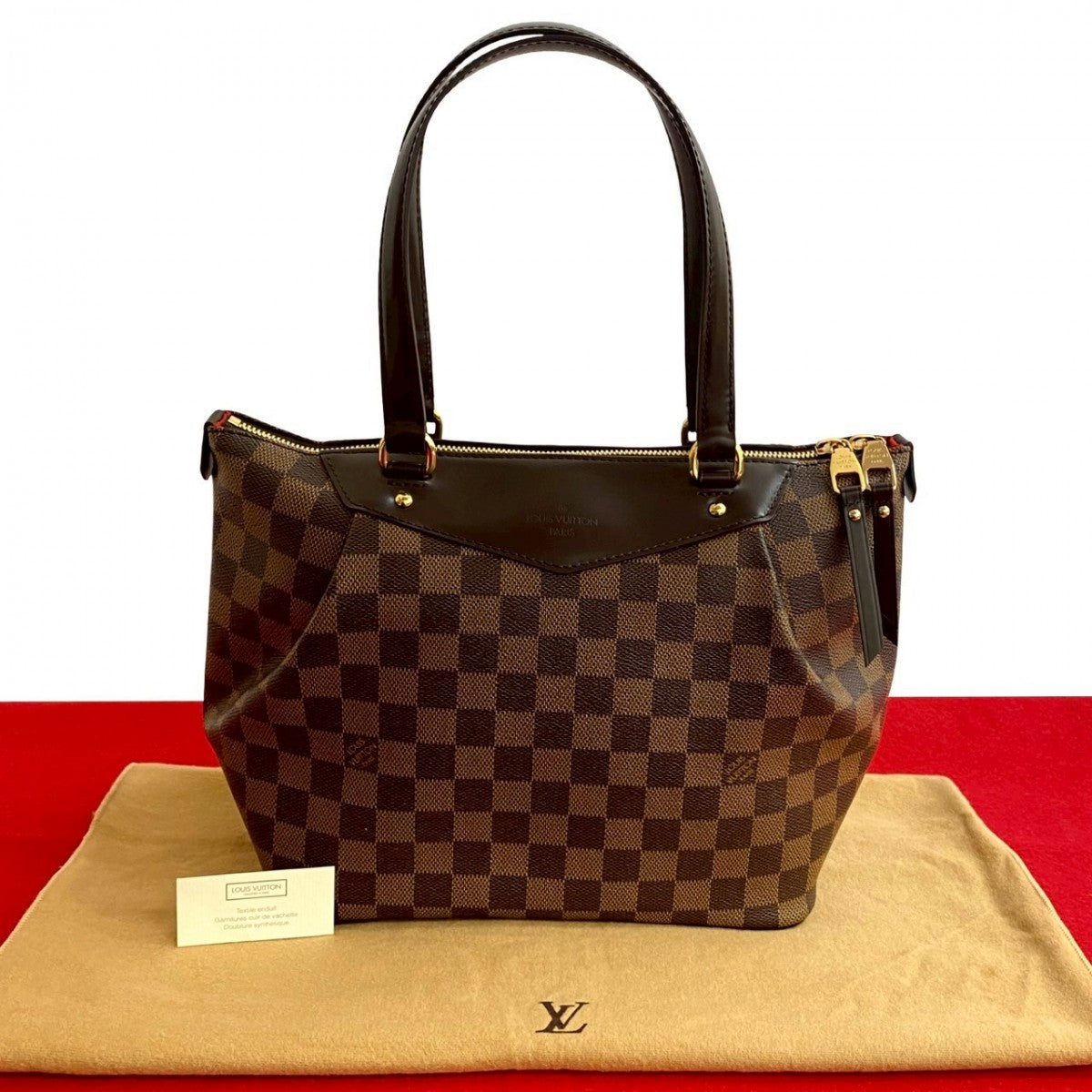 LOUIS VUITTON Handbag leather Brown Damier Westminster PM