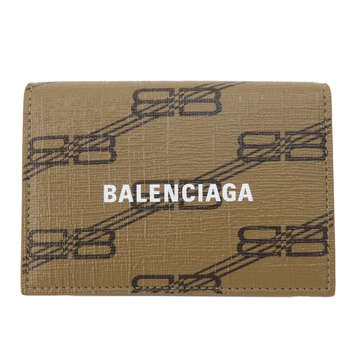 BALENCIAGA Bifold Wallet 594312 leather Brown Tri-fold Wallet BB pattern mens(Unisex)