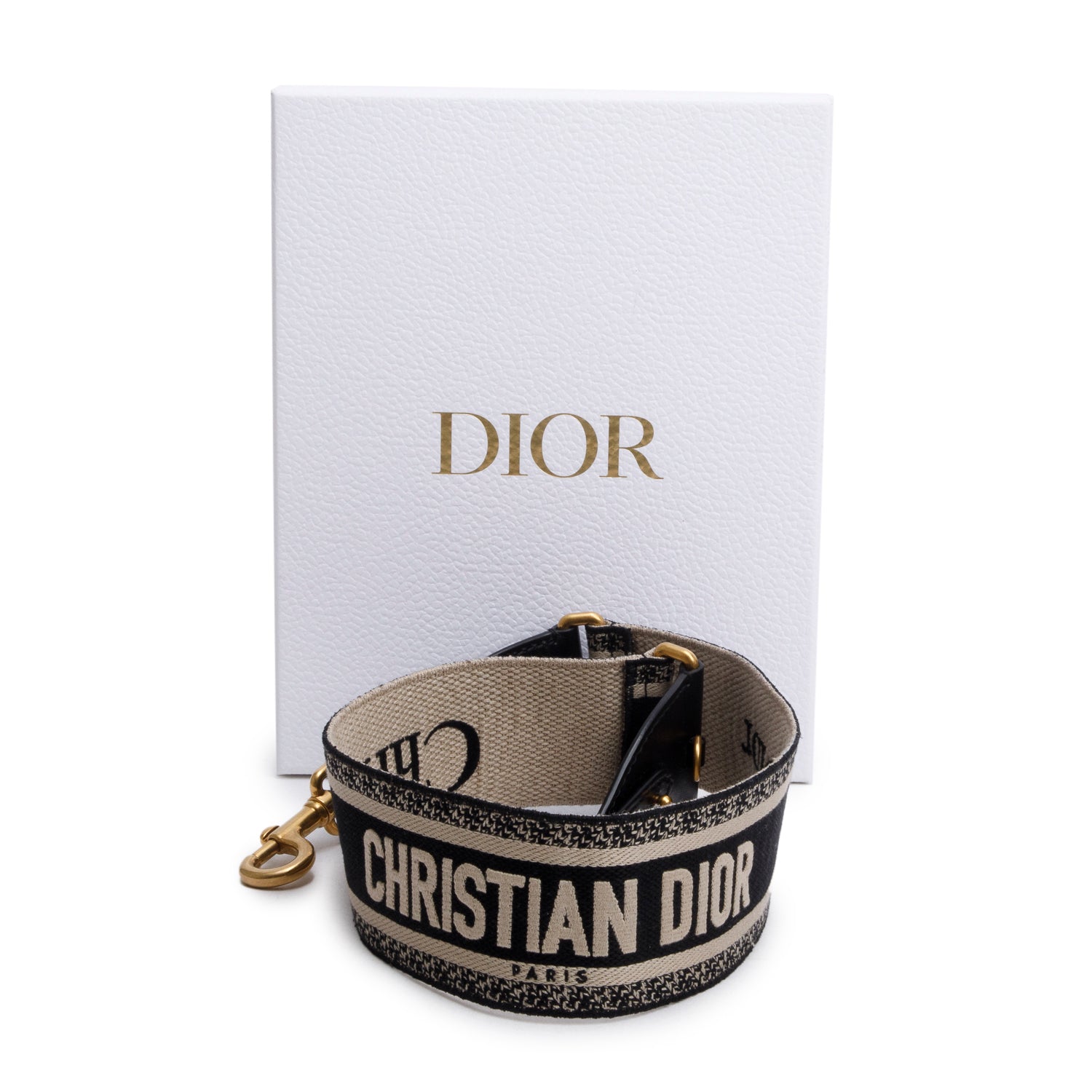 Christian Dior Navy/Beige Embroidered Woven Shoulder Strap