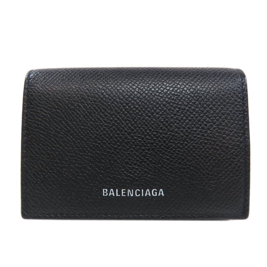 BALENCIAGA Bifold Wallet 558208 leather black logo Tri-fold Wallet mens