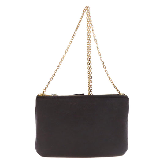 LOUIS VUITTON Shoulder Bag Ann Platt black Pochette double zip Women