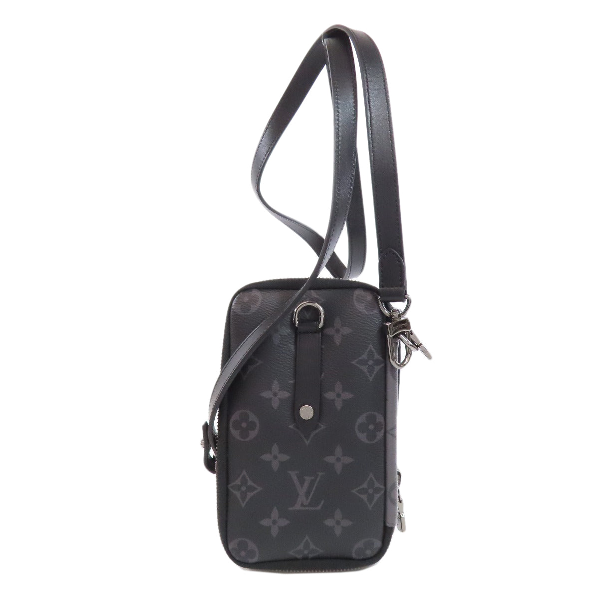 LOUIS VUITTON Shoulder strap Monogram Eclipse black Double phone pouch mens