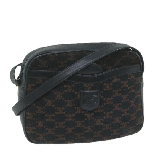Luxury CELINE Macadam Canvas Shoulder Bag Navy 65782