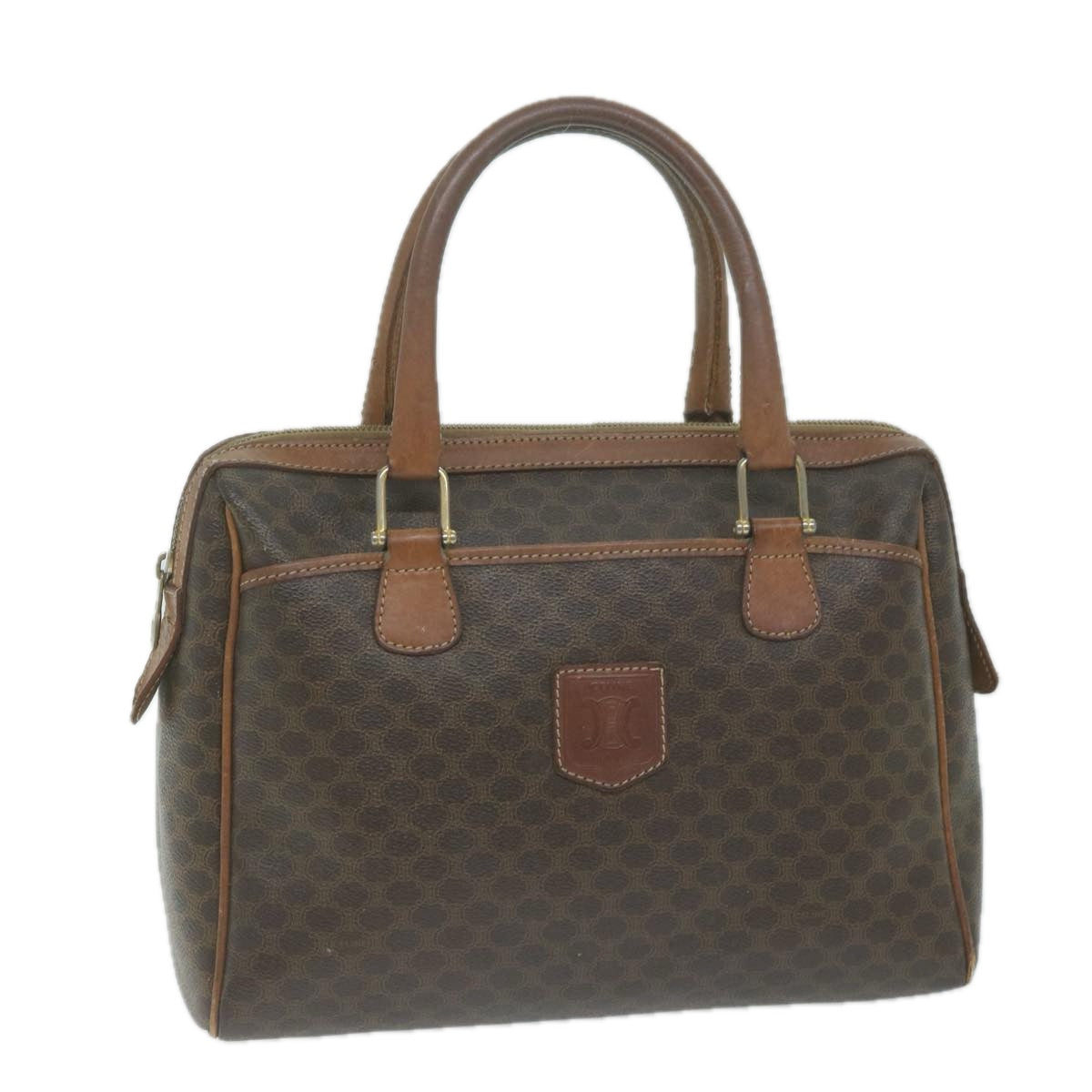Luxury CELINE Macadam Canvas Boston Bag PVC Brown 65783
