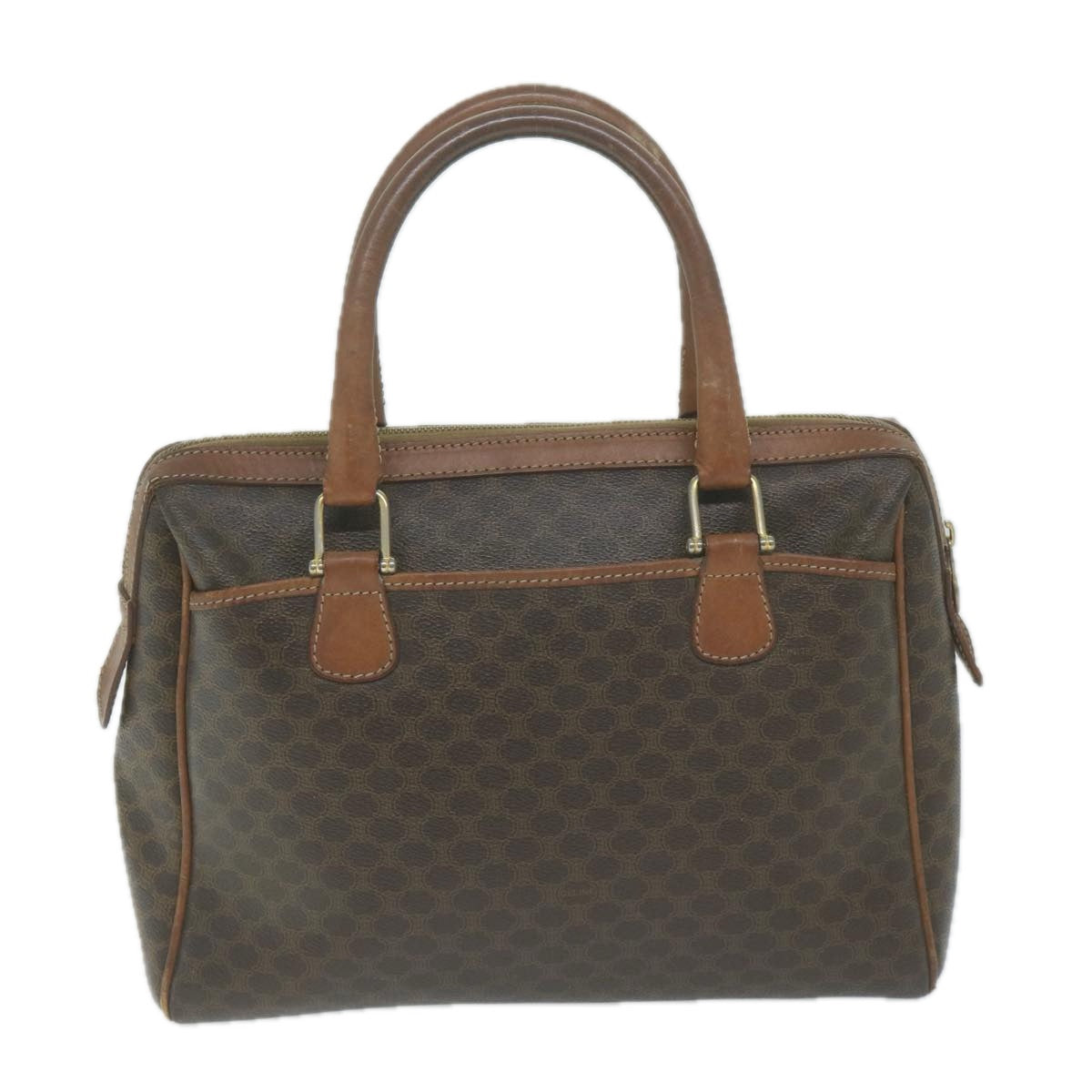 Luxury CELINE Macadam Canvas Boston Bag PVC Brown 65783