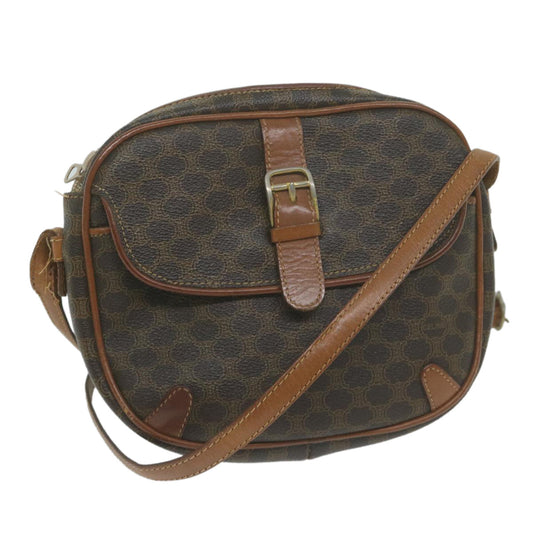 Luxury CELINE Macadam Canvas Shoulder Bag PVC Leather Brown 65786