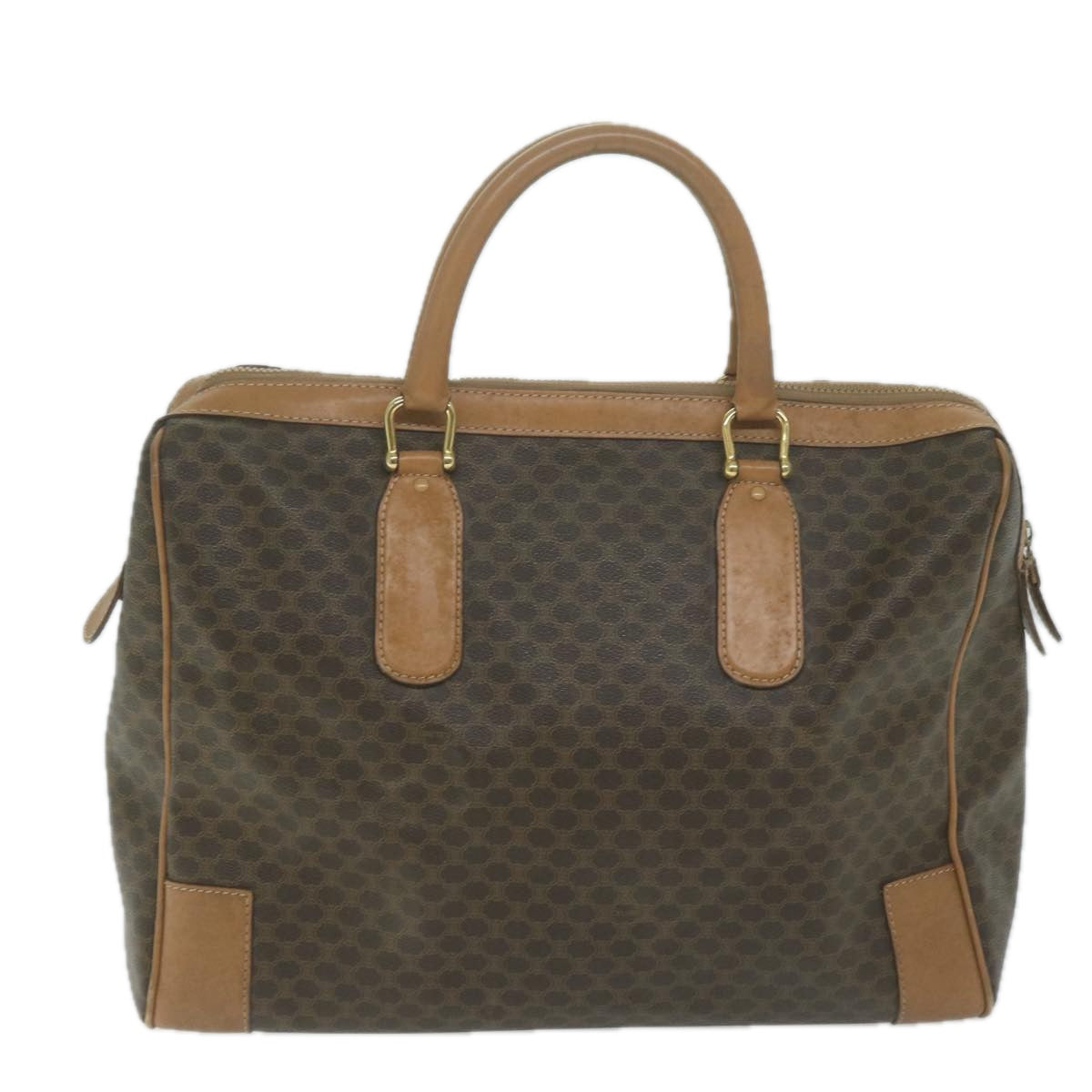 Luxury CELINE Macadam Canvas Boston Bag PVC Brown 65800