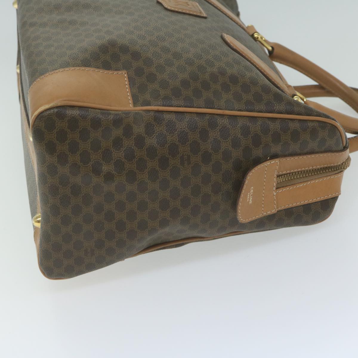 Luxury CELINE Macadam Canvas Boston Bag PVC Brown 65800
