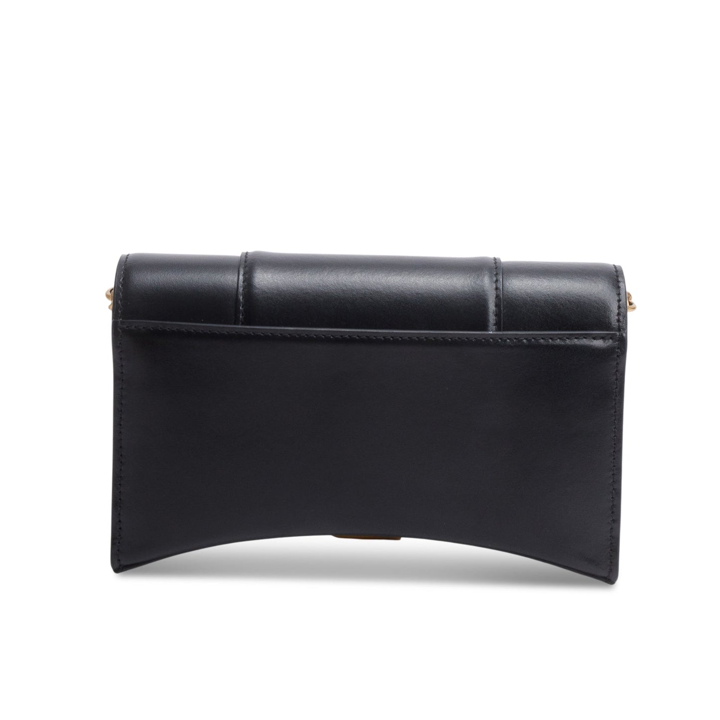 Balenciaga Black Smooth Leather Hourglass Wallet on Chain