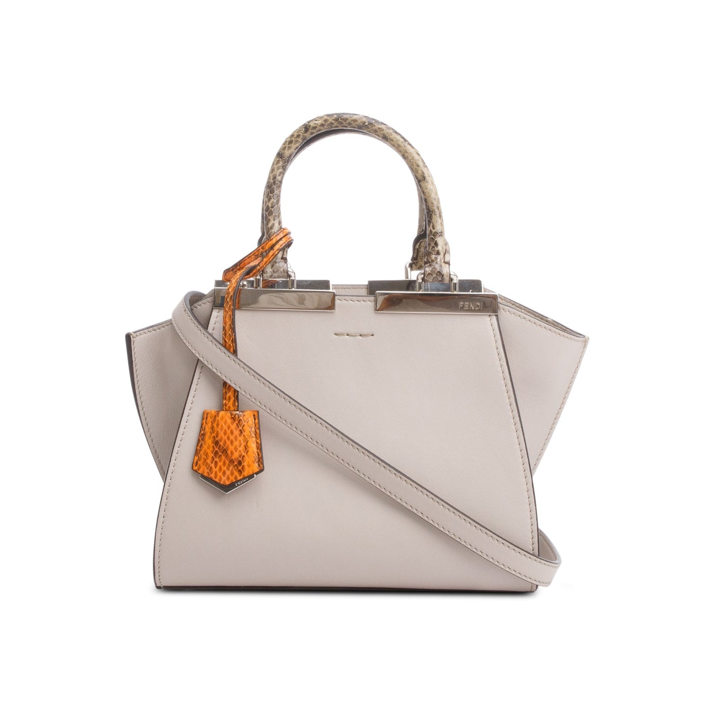 Fendi Grey Vitello Dolce Bi-Color Mini 3 Jours Tote
