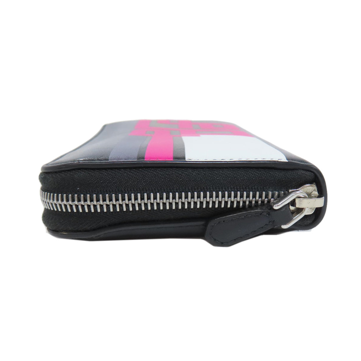 PRADA Long Wallet Purse leather black Zip Around