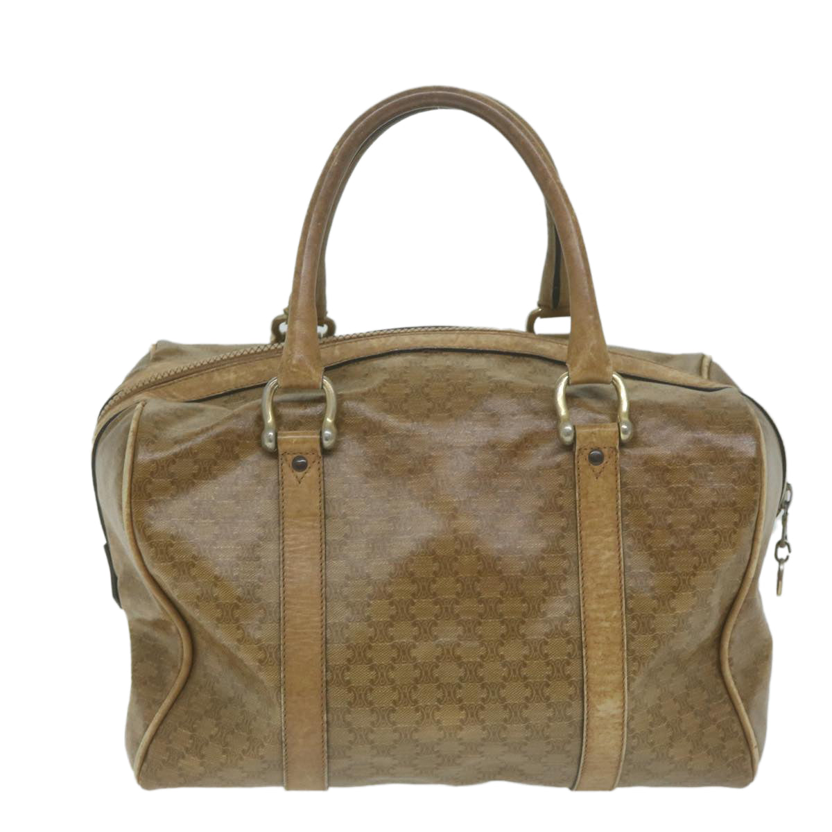 Luxury CELINE Macadam Canvas Boston Bag Beige 65912