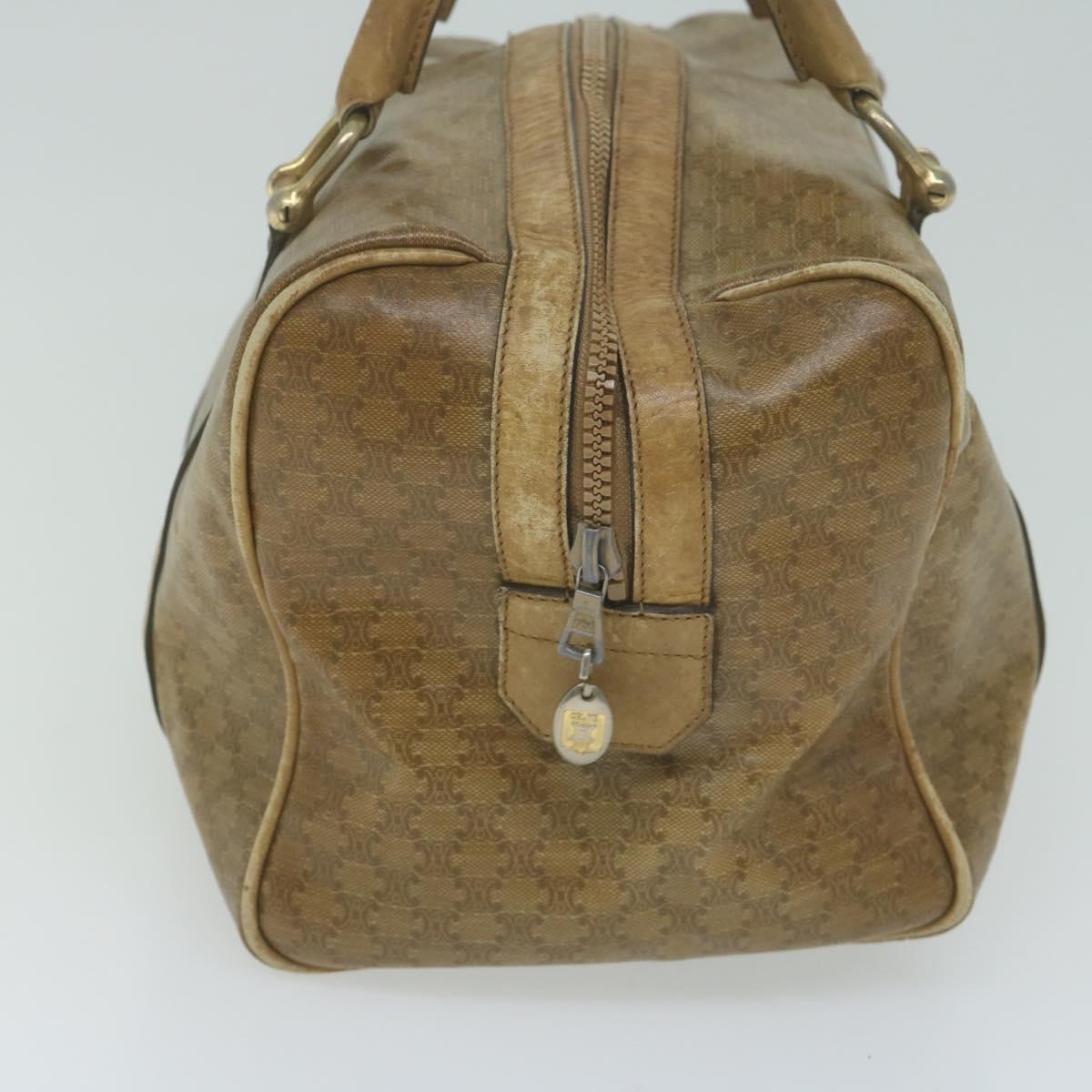 Luxury CELINE Macadam Canvas Boston Bag Beige 65912