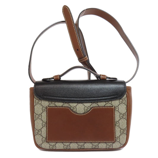 GUCCI Shoulder Bag 658487 PVC Brown GG Supreme 2WAY Women