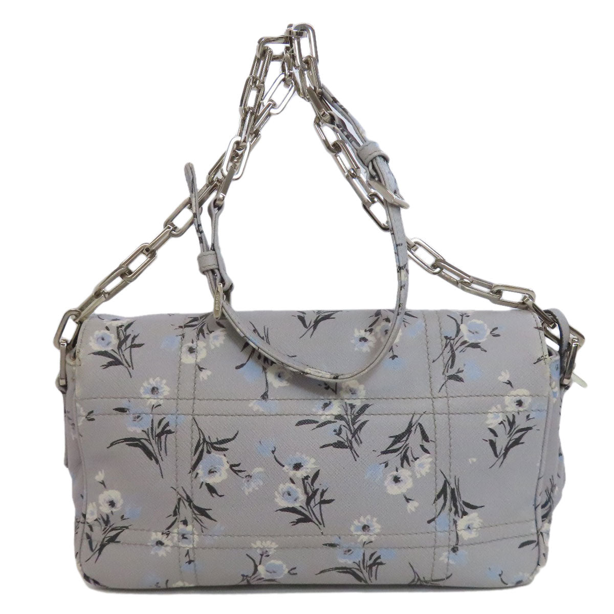 PRADA Shoulder Bag PVC gray Flower motif