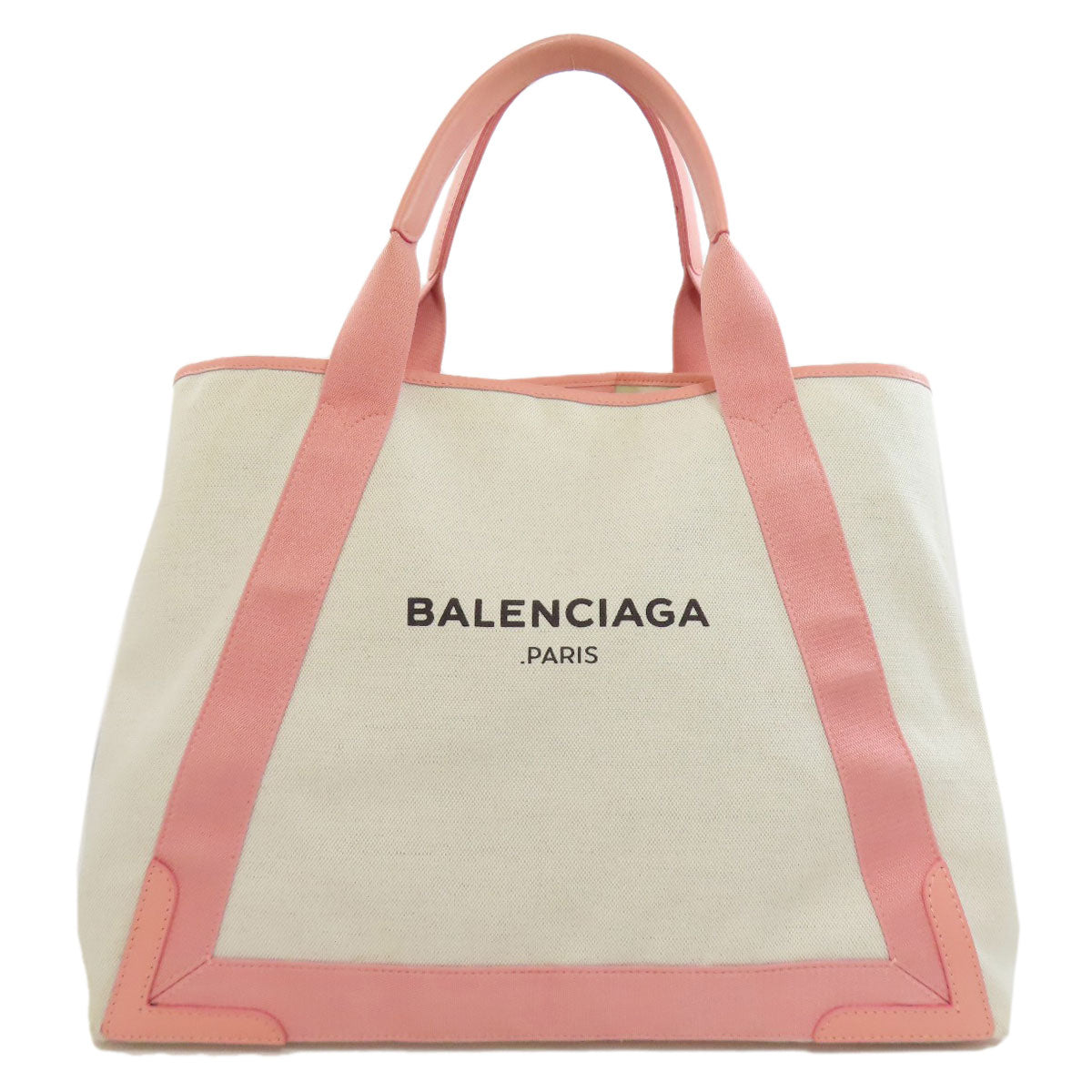 BALENCIAGA Tote Bag 339936 canvas white Navy kabas M Women