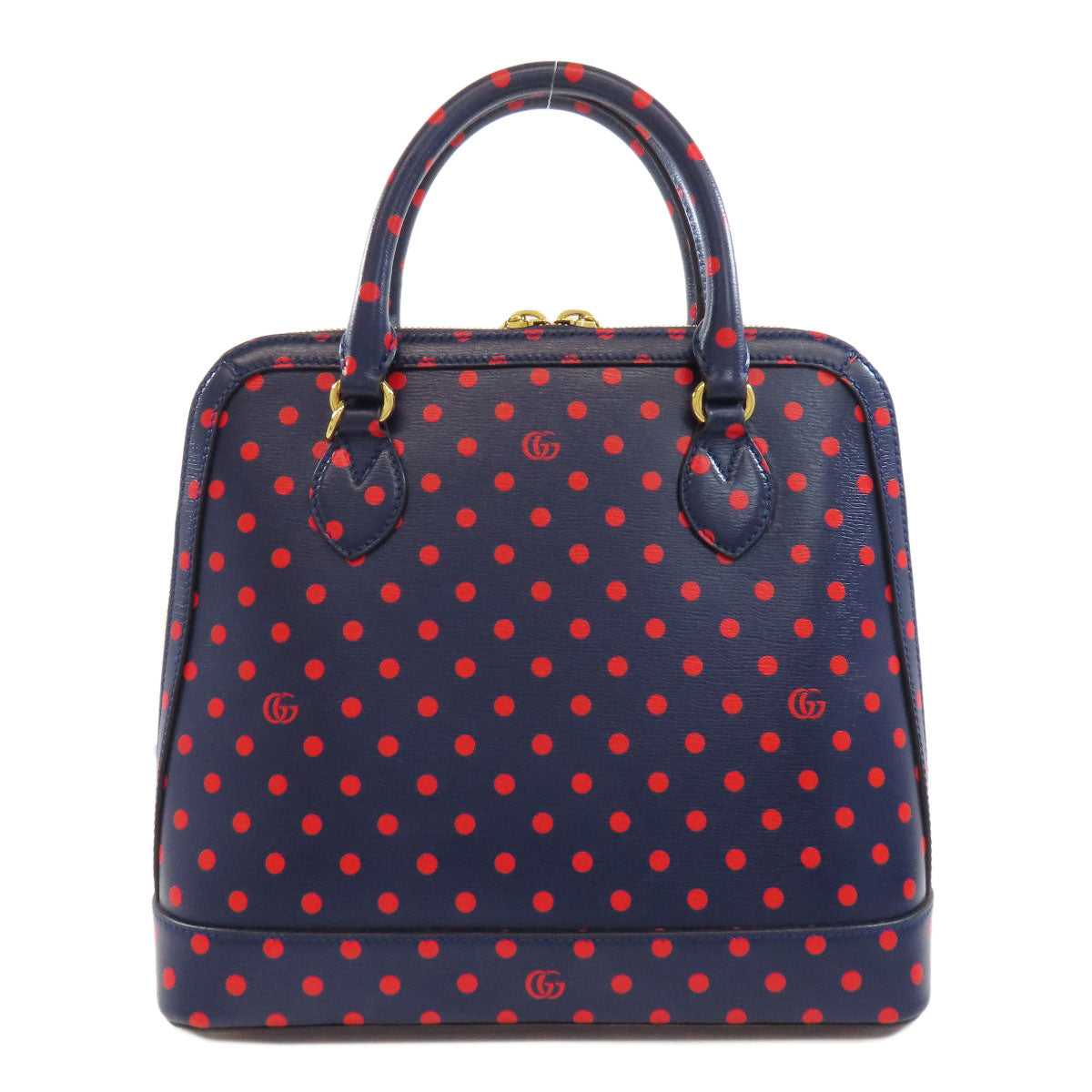 GUCCI Handbag 620850 leather Navy Horsebit Dot Pattern Women