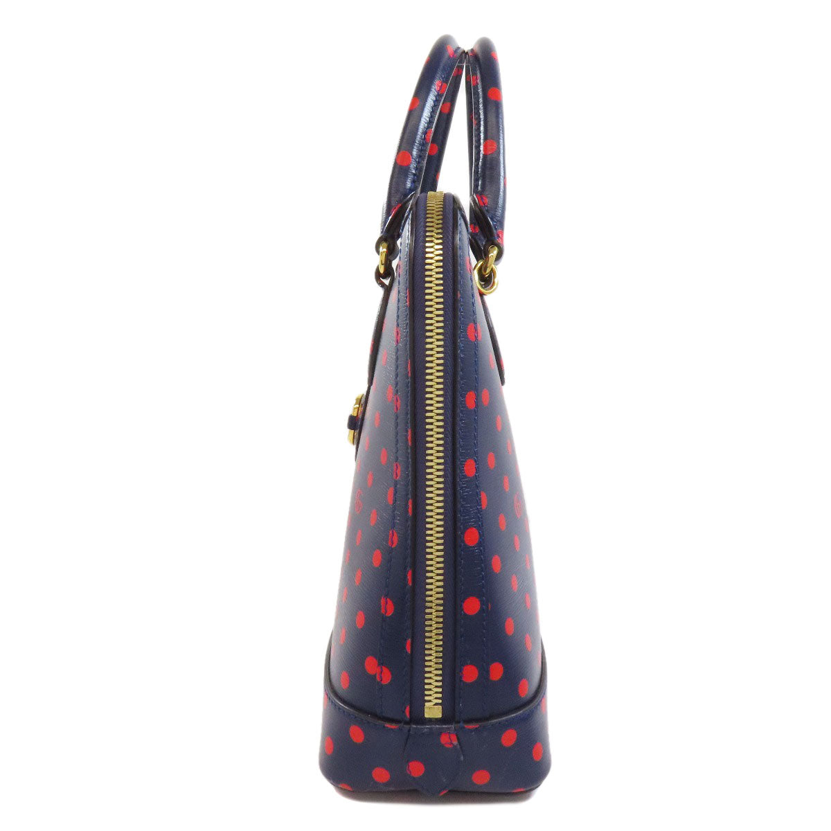 GUCCI Handbag 620850 leather Navy Horsebit Dot Pattern Women
