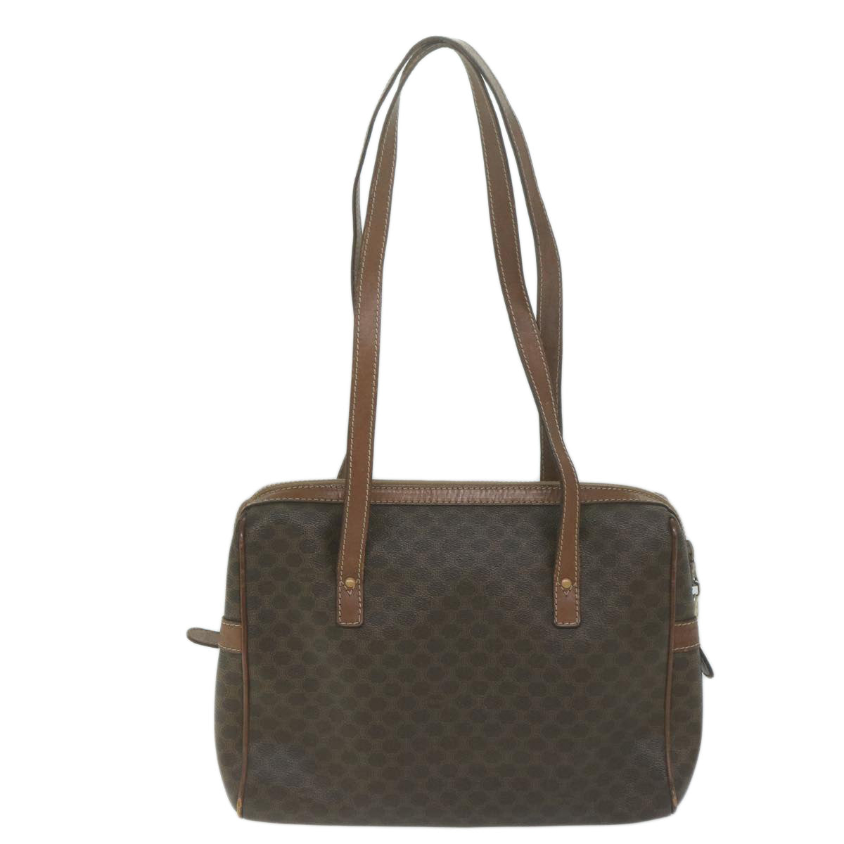 Luxury CELINE Macadam Canvas Shoulder Bag PVC Leather Brown 65957