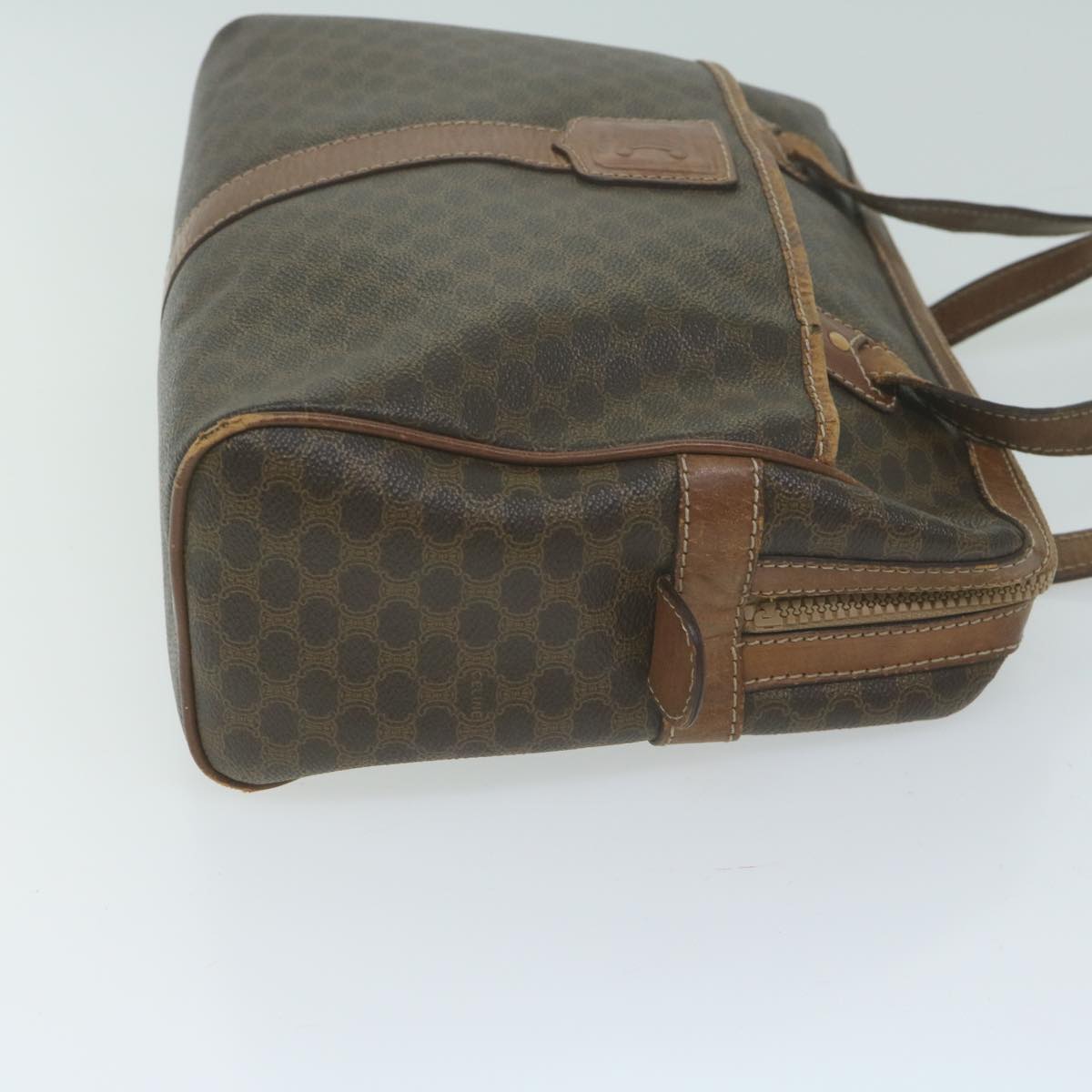 Luxury CELINE Macadam Canvas Shoulder Bag PVC Leather Brown 65957