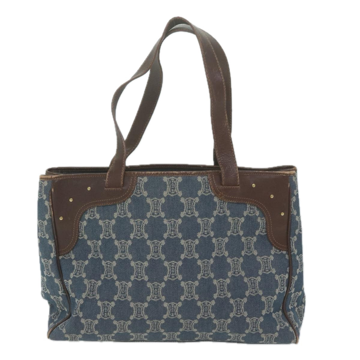 Luxury CELINE Paris Macadam Canvas Tote Bag Blue 65961