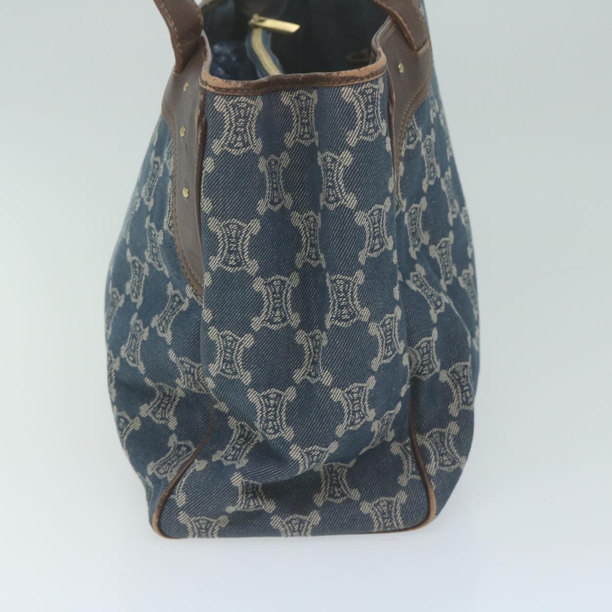 Luxury CELINE Paris Macadam Canvas Tote Bag Blue 65961