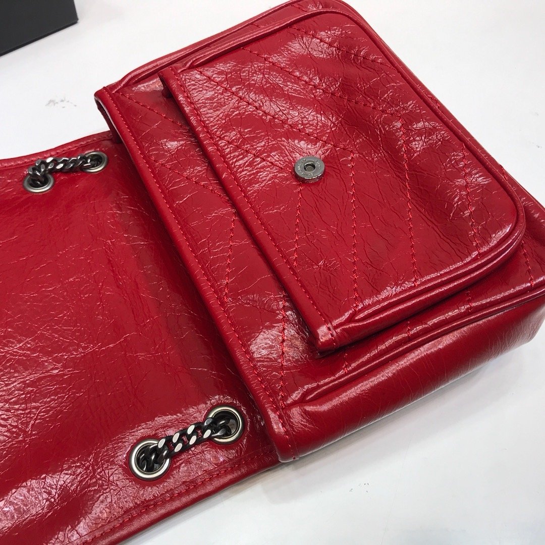 Yves Saint Laurent Niki Baby Chain Bag In Crinkled Red
