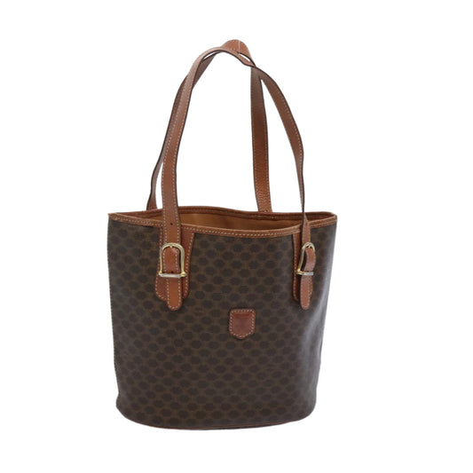 Luxury CELINE Macadam Canvas Shoulder Bag PVC Leather Brown 66029