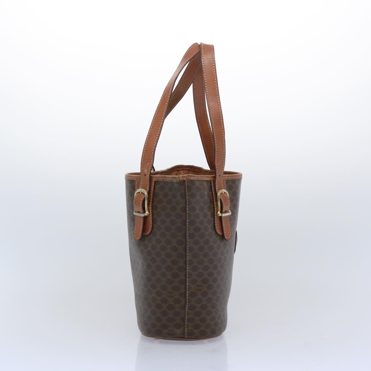 Luxury CELINE Macadam Canvas Shoulder Bag PVC Leather Brown 66029