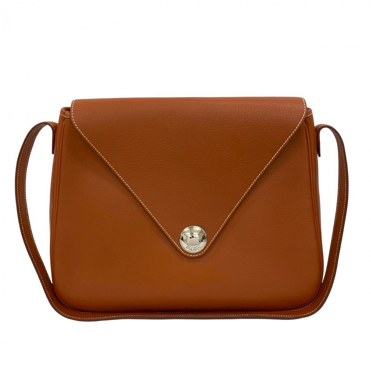 HERMES Shoulder Bag Taurillon Clemence Brown Christine