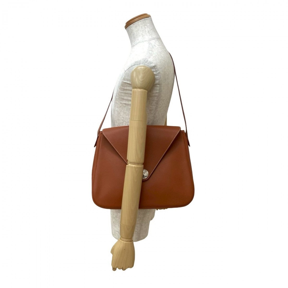 HERMES Shoulder Bag Taurillon Clemence Brown Christine