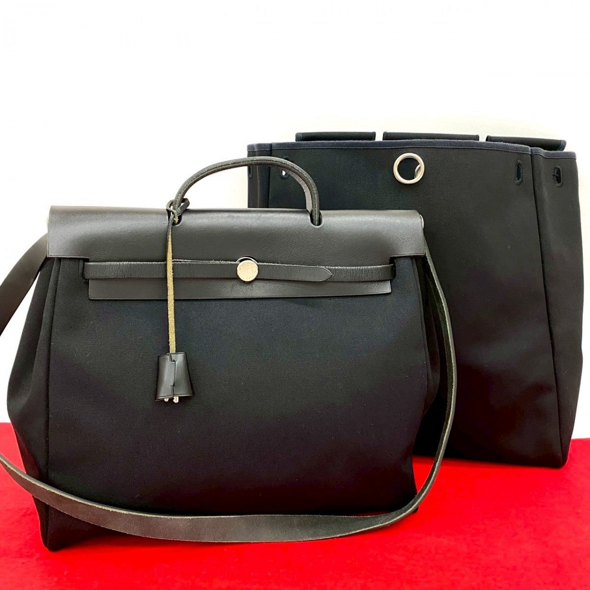 HERMES Shoulder Bag Towar Officier black Herbag MM