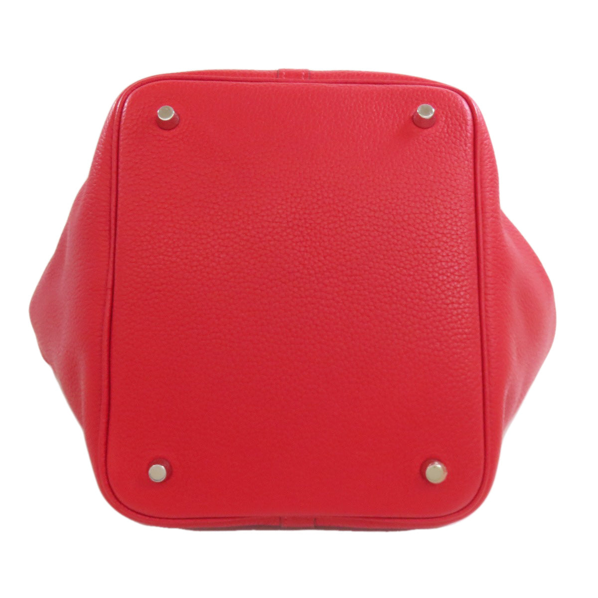 HERMES Handbag Taurillon Clemence Red Picotin Lock MM Rouge Kazak Silver Metal Women