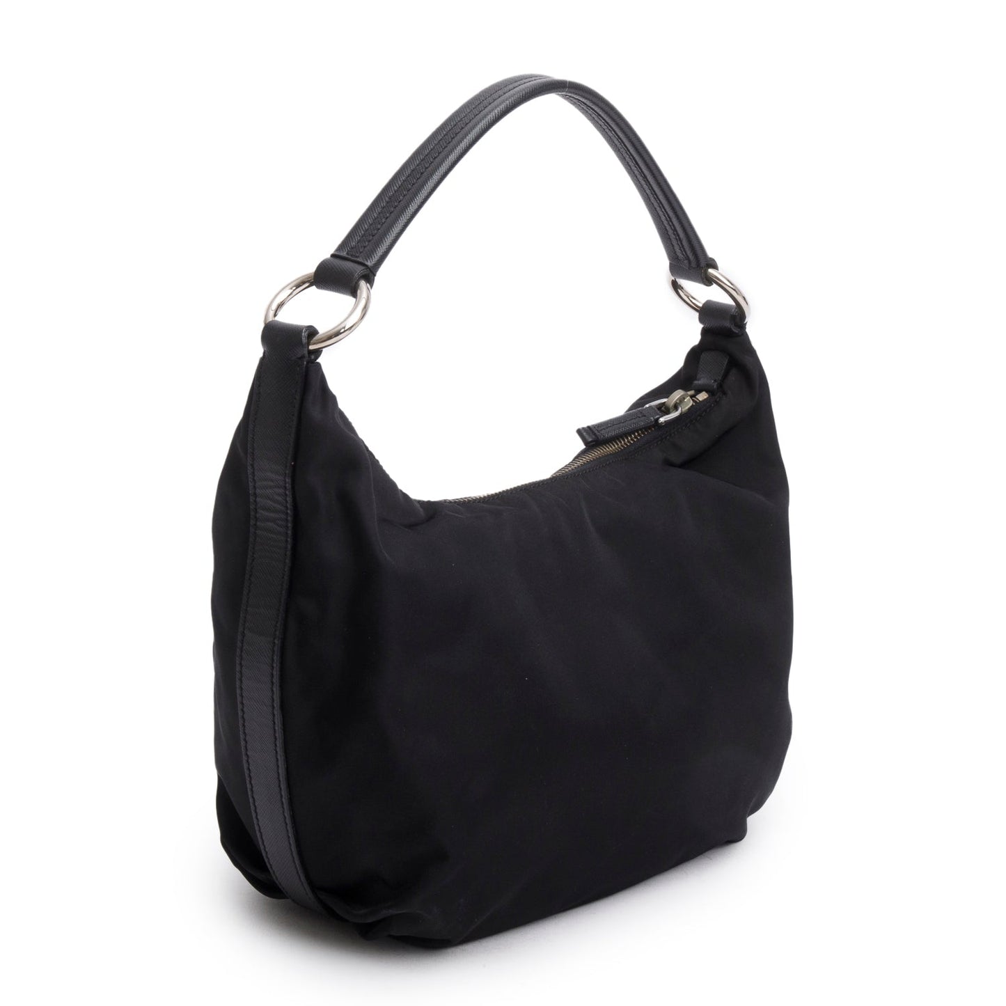 Prada Black Tessuto Nylon Saffiano Leather Shoulder Bag