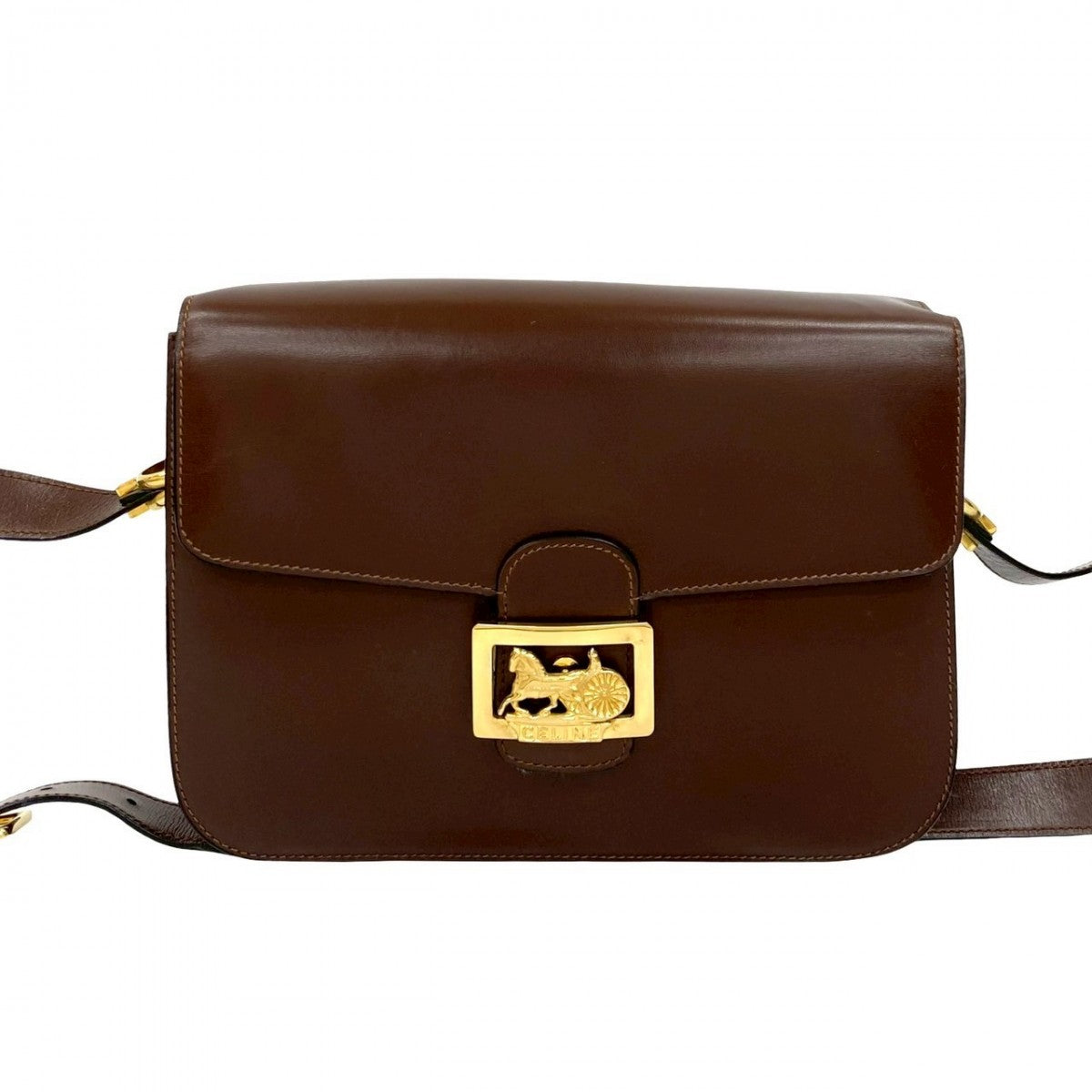 CELINE Shoulder Bag Calfskin Brown