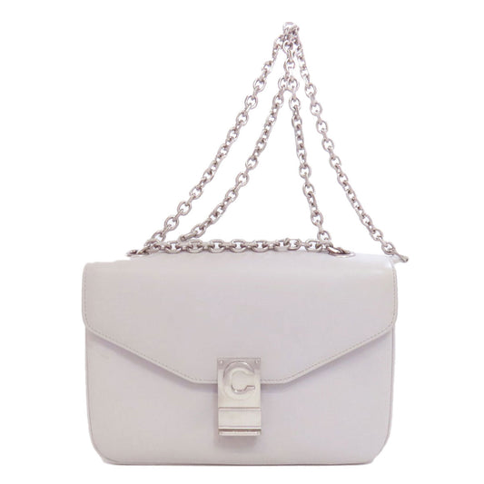 CELINE Shoulder Bag leather gray CMetal Women
