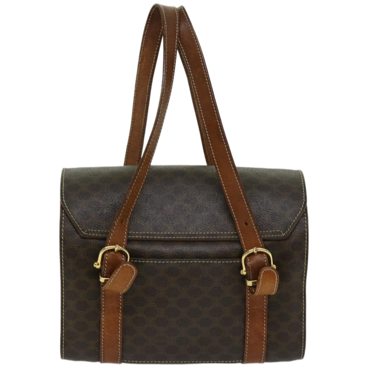 Luxury CELINE Macadam Canvas Hand Bag PVC 2way Brown 66276
