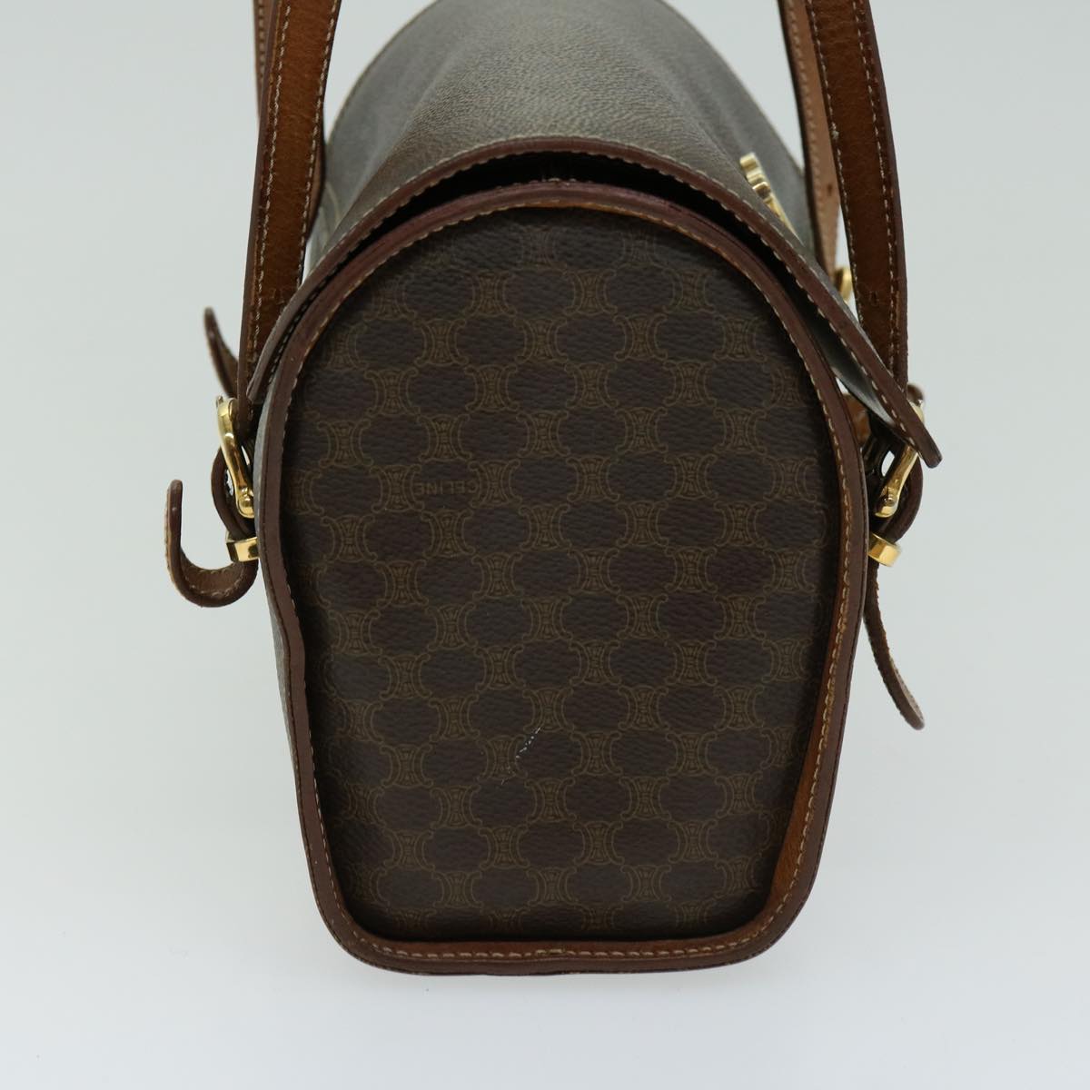 Luxury CELINE Macadam Canvas Hand Bag PVC 2way Brown 66276