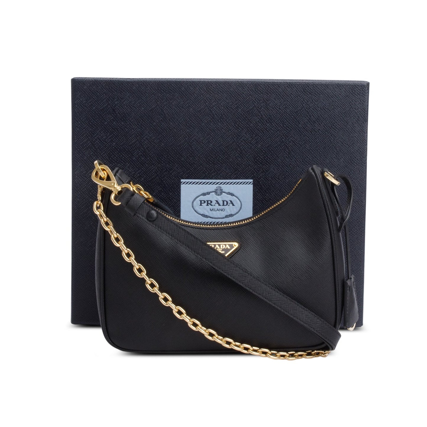 Prada Black Saffiano Lux Mini Re-Edition Shoulder Bag